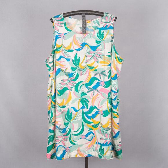 C&C California 100% Linen Shift Dress Size 3X Colorful Beach Coastal - Picture 1 of 5